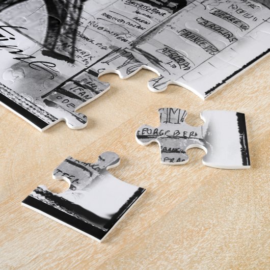 Paris Eiffel Tower Black & White Collage Street Sc Legpuzzel (Zijkant)