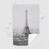  Paris Eiffel Tower Black White Foto naam Golfhanddoek (Insitu)