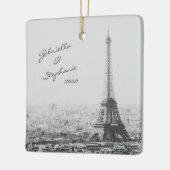  Paris Eiffel Tower Black White Foto naam Keramisch Ornament (Links)