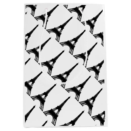 Paris Eiffel Tower Black White Medium Cadeauzakje (Voorkant)