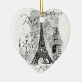 Paris Eiffel Tower Black & White Scene Keramisch Ornament (Rechts)