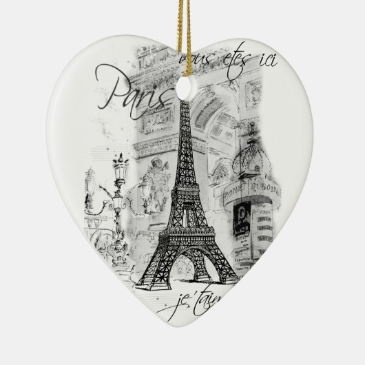 Paris Eiffel Tower Black & White Scene Keramisch Ornament (Rechts)