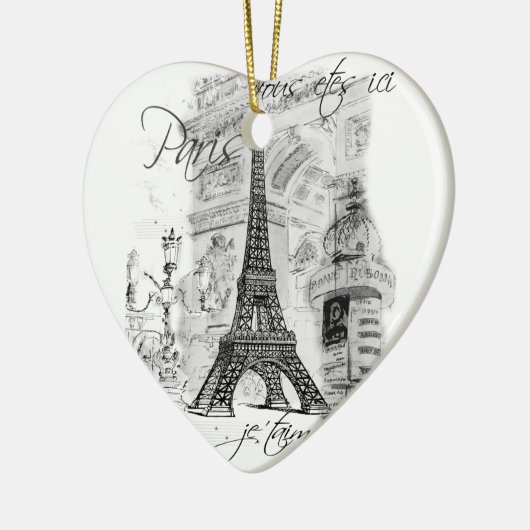 Paris Eiffel Tower Black & White Scene Keramisch Ornament (Links)