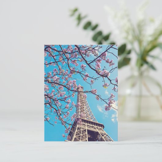 Paris Eiffel Tower Blooms in Springtime-Briefkaart Briefkaart (Staand voorkant)