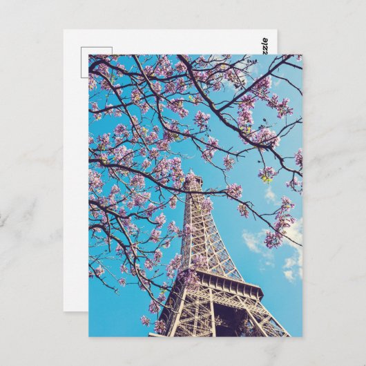 Paris Eiffel Tower Blooms in Springtime-Briefkaart Briefkaart (Voorkant / Achterkant)