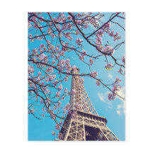 Paris Eiffel Tower Blooms in Springtime-Briefkaart