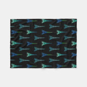 Paris Eiffel Tower Blue Black Fleece Blanket Deken (Voorkant (Horizontaal))