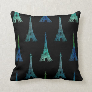 Paris Eiffel Tower Blue Black Sierkussen