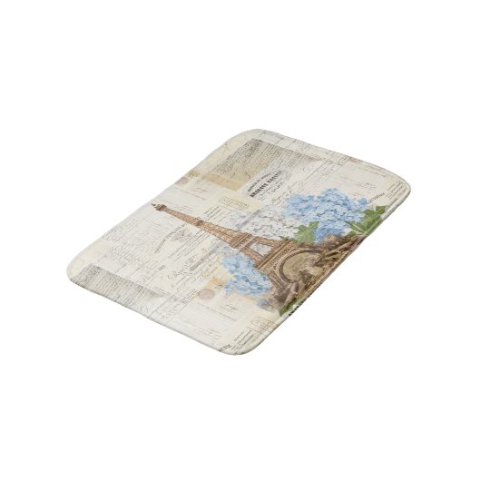 Paris Eiffel Tower Blue Hydrangeas Bath Rug Badmat (Gekanteld)