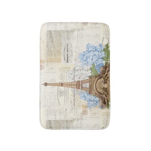 Paris Eiffel Tower Blue Hydrangeas Bath Rug Badmat (Voorkant Verticaal)