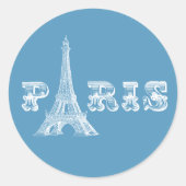 PARIS Eiffel Tower Blue Sticker (Voorkant)