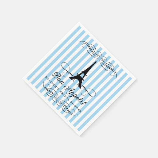 Paris Eiffel Tower Blue Stripes Vrijgezellenfeest Servetten (Hoek)