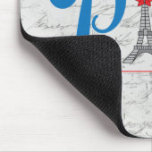 Paris Eiffel Tower Blue Text Bow Muismat (Hoek)