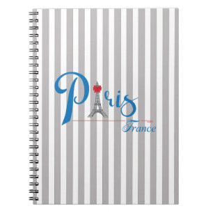 Paris Eiffel Tower Blue Text Bow Notitieboek