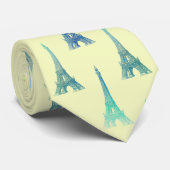Paris Eiffel Tower Blue Yellow Stropdas (Opgerold)