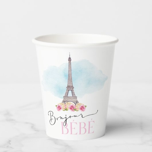 Paris Eiffel Tower Bonjour Baby Cups Papieren Bekers (Voorkant)