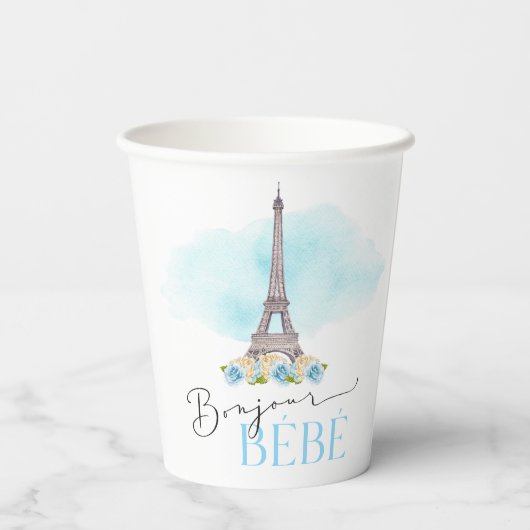 Paris Eiffel Tower Bonjour Baby Cups Papieren Bekers (Achterkant)