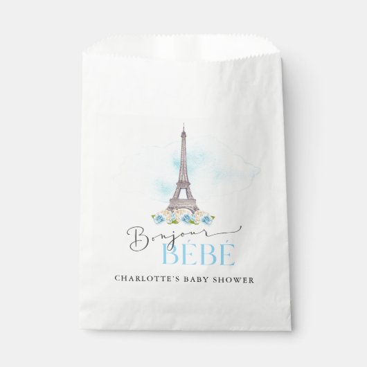 Paris Eiffel Tower Bonjour Baby shower Favor Bags Bedankzakje (Voorkant)