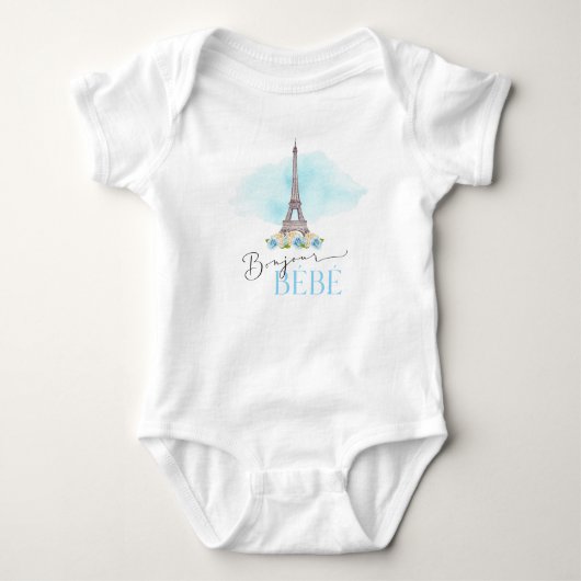 Paris Eiffel Tower Bonjour Bébé Baby Bodysuit (Voorkant)