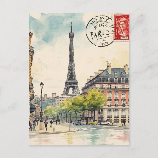 Paris Eiffel Tower Briefkaart (Voorkant)