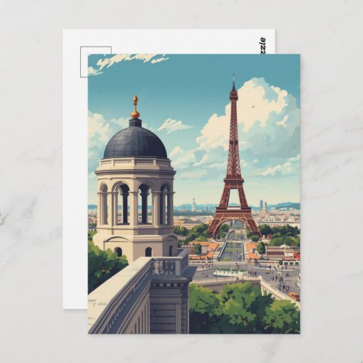 Paris Eiffel Tower Briefkaart (Voorkant / Achterkant)