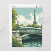 Paris Eiffel Tower Briefkaart (Voorkant / Achterkant)