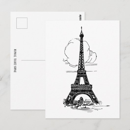 Paris Eiffel Tower Briefkaart (Voorkant / Achterkant)