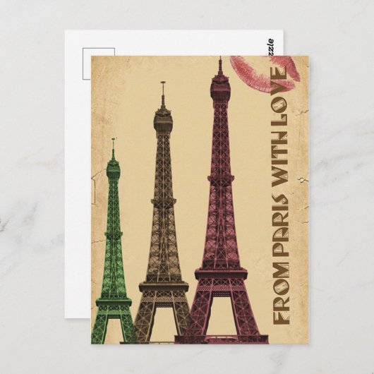 Paris Eiffel Tower Briefkaart (Voorkant / Achterkant)
