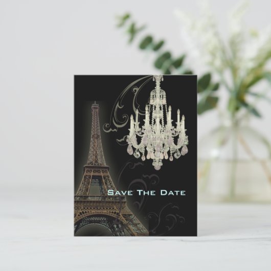 Paris Eiffel Tower bruiloft, behalve de datum Aankondigingskaart (Staand voorkant)