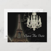 Paris Eiffel Tower bruiloft, behalve de datum Aankondigingskaart (Voorkant / Achterkant)