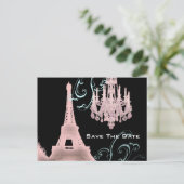 Paris Eiffel Tower bruiloft, behalve de datum Aankondigingskaart (Staand voorkant)