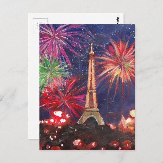 Paris Eiffel Tower City of Love met Silvester New Briefkaart (Voorkant / Achterkant)
