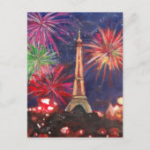 Paris Eiffel Tower City of Love met Silvester New Briefkaart (Voorkant)