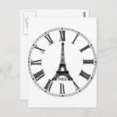 Paris Eiffel Tower Clock French Briefkaart (Voorkant / Achterkant)