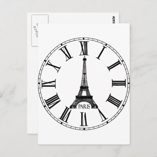 Paris Eiffel Tower Clock French Briefkaart (Voorkant / Achterkant)