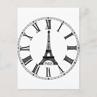 Paris Eiffel Tower Clock French Briefkaart