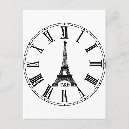 Paris Eiffel Tower Clock French Briefkaart (Voorkant)