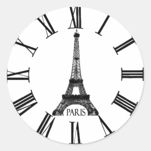 Paris Eiffel Tower Clock French Ronde Sticker