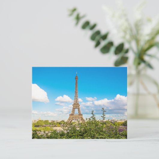 Paris Eiffel Tower Cloud Photo Briefkaart (Staand voorkant)