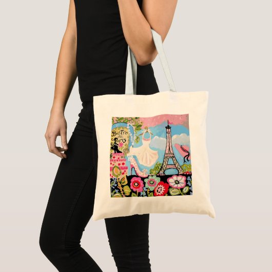 Paris Eiffel Tower Collage Bag Tote Bag (Voorkant (product))