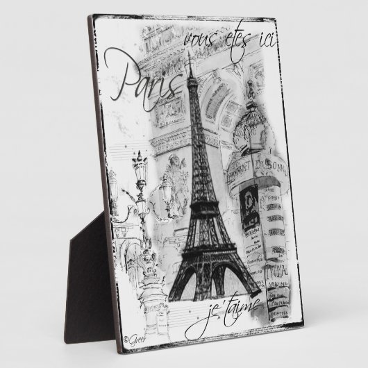 Paris Eiffel Tower Collage Black & White Scene Fotoplaat (Zijkant)