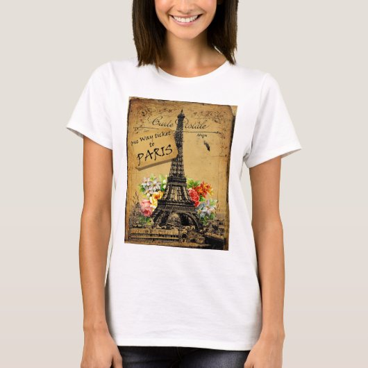 Paris Eiffel Tower Cotton T Shirt Top (Voorkant)