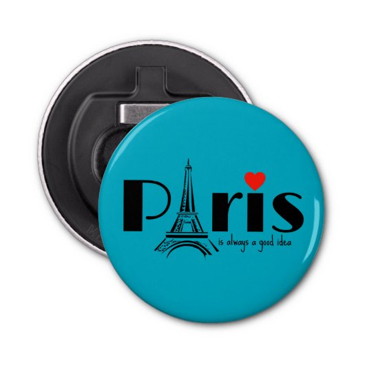 Paris Eiffel Tower Design Button Flesopener (Voorkant)