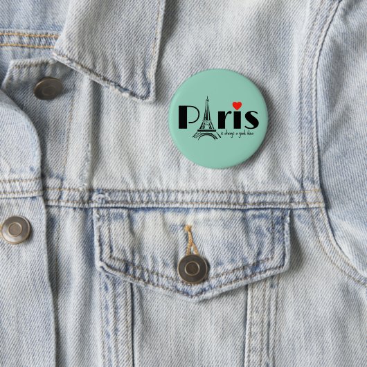 Paris Eiffel Tower Design Ronde Button 5,7 Cm (In situ)