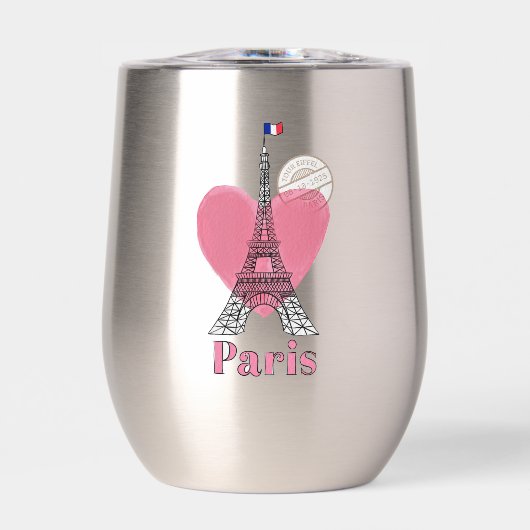 Paris Eiffel Tower Design Thermische Wijn Tumbler (Voorkant)