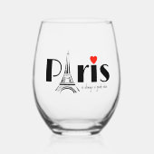 Paris Eiffel Tower Design Wijnglas Zonder Voet (Voorkant)