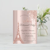 Paris Eiffel Tower, Drip Roos Gold Retirement Kaart (Staand voorkant)