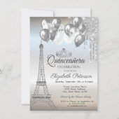 Paris Eiffel Tower, Drives Balloons Quinceañera Kaart (Voorkant)