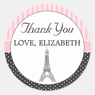 Paris Eiffel Tower Favor Label Dank u Sticker