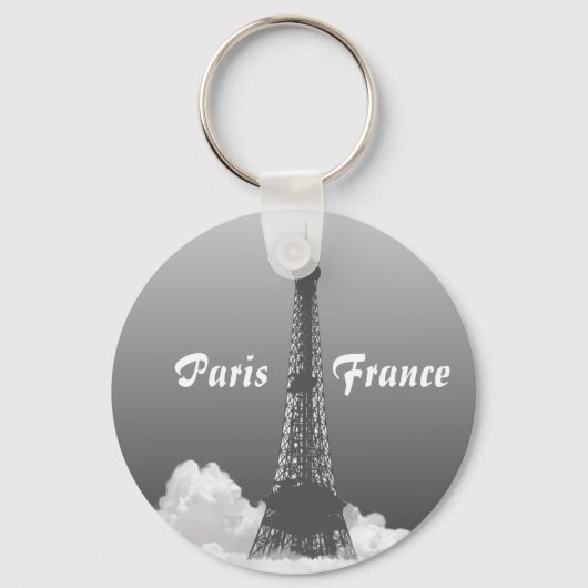 Paris Eiffel Tower Floats in Cloud Keyring Sleutelhanger (Voorkant)